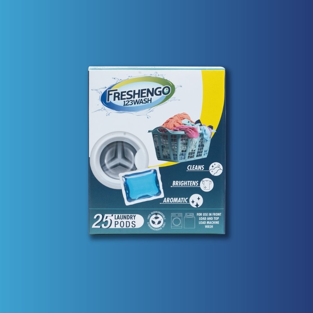 Freshengo 123Wash Machine Laundry Pods – 3 Pack (25 Pods Each) | 4-in-1 Plant-Based Detergent for Stain Removal, Fabric Care & Long-Lasting Fragrance