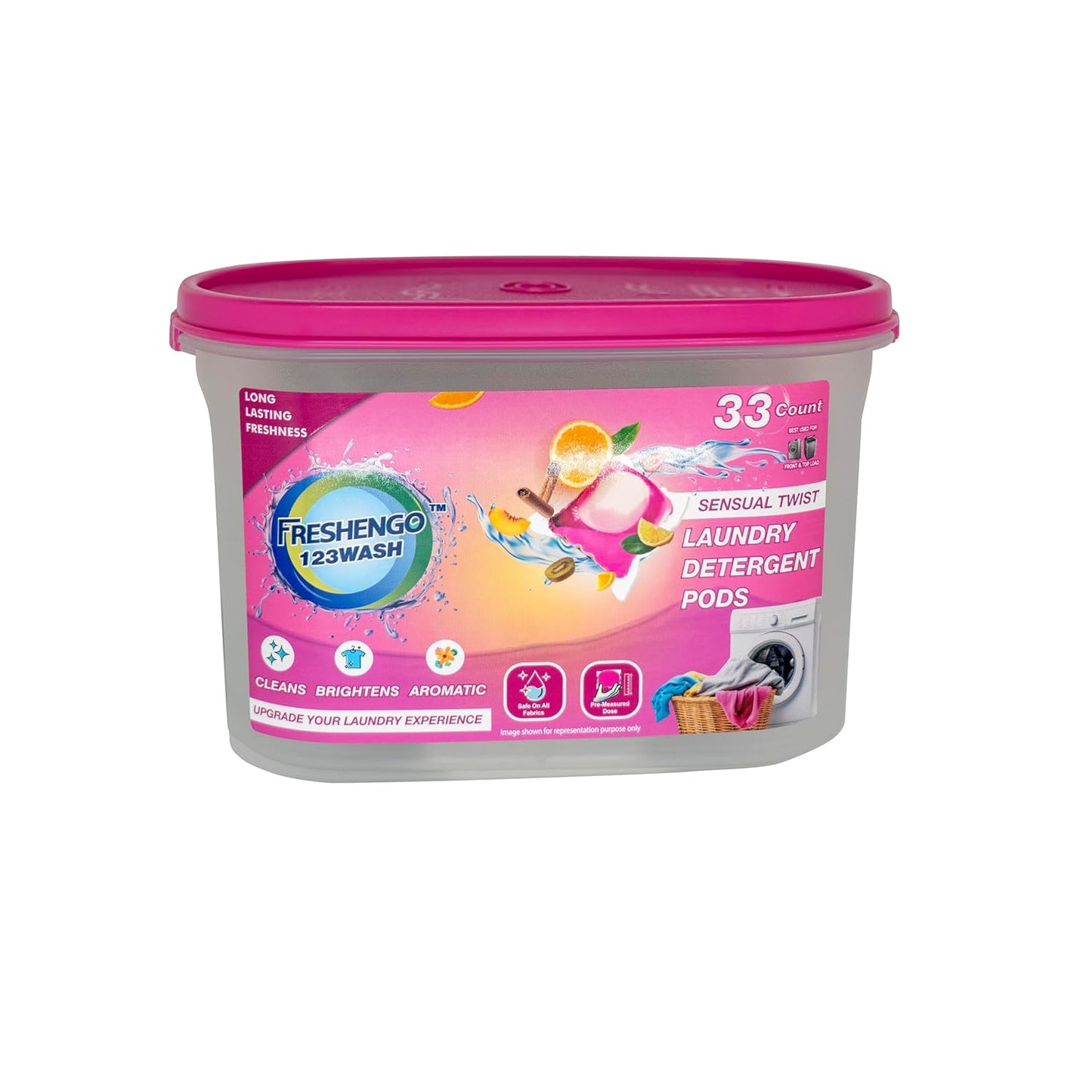 Freshengo 123Wash Laundry Detergent Pods | 4-in-1 Plant-Based Cleaning Power for Stain Removal, Fabric Care & Long-Lasting Freshness