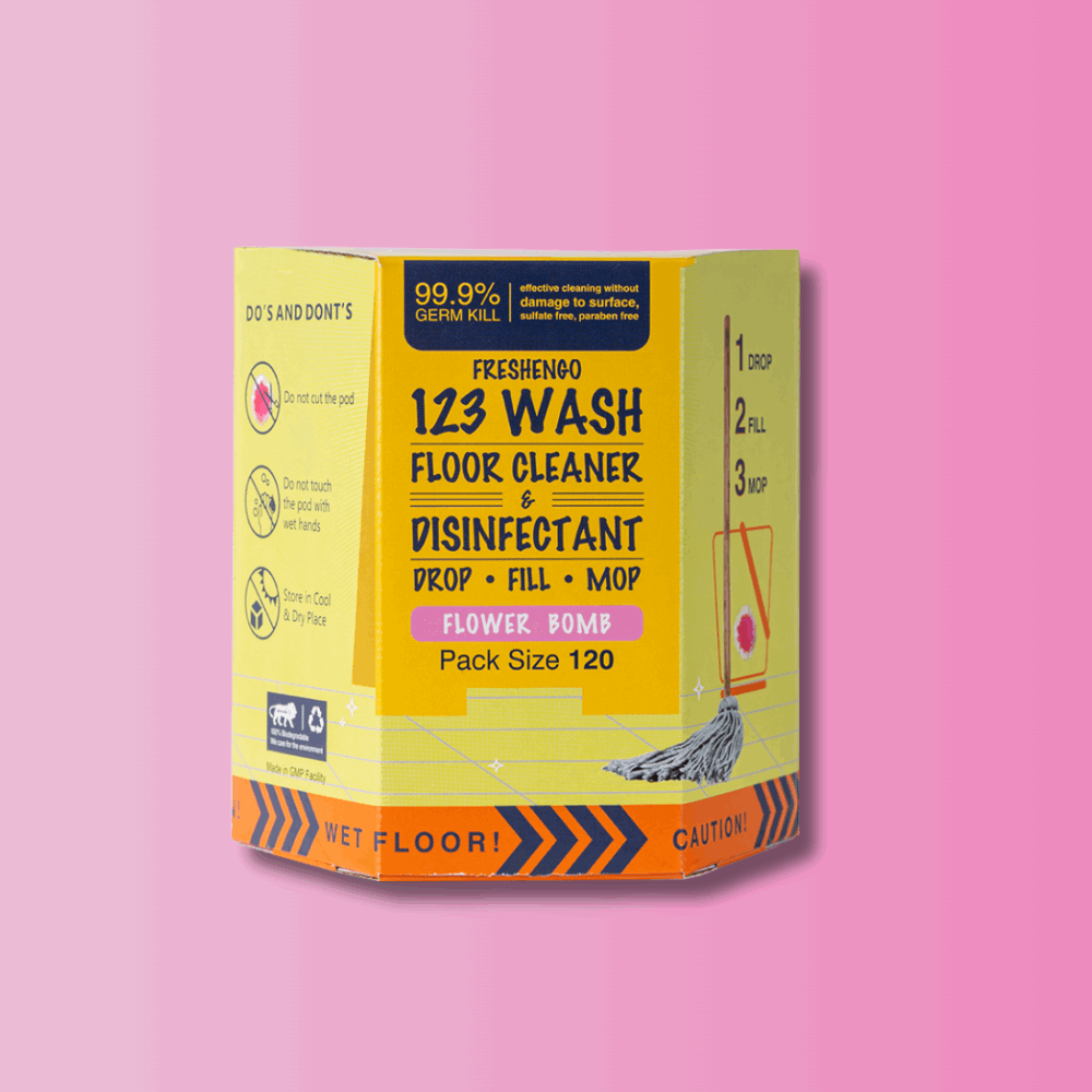 FreshenGo 123WASH Floor Cleaner & Disinfectant Surface Liquid Pods - 120 Pods - 3 Pack