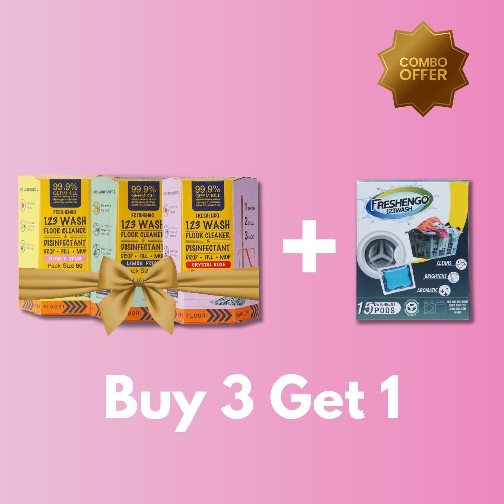 Buy 3 FreshenGo 123Wash Floor Cleaner Disinfectant Pods Get 1 FreshenGo 123Wash Machine Laundry Pods