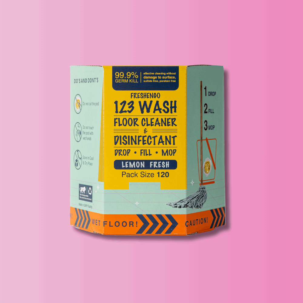 FreshenGo 123WASH Floor Cleaner & Disinfectant Surface Liquid Pods - 120 Pods - 3 Pack