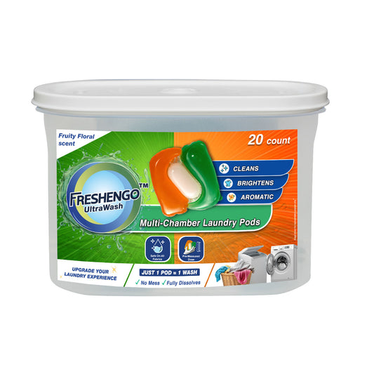 Freshengo UltraWash Laundry Detergent Pods | Multi-Chamber Pods for Stain Removal, Fabric Care & Long-Lasting Fragrance